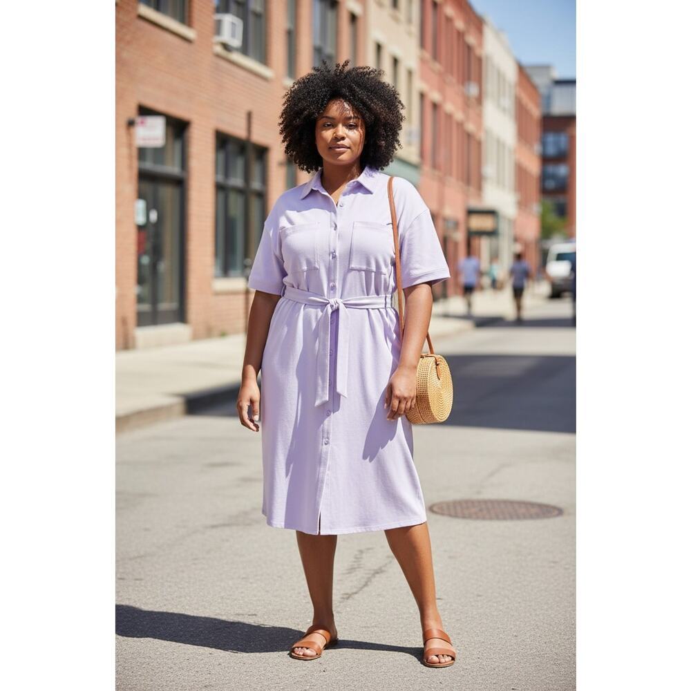 EDDIE BAUER EB Hemplify Utility SS Dress Women's Size 3X Lavender - Picture 1 of 10